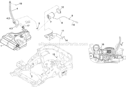 Fuel System Assembly Diagram and Parts List for LZS749AKC604A1 (411294212-999999999)(2022) Exmark Lawn Mower