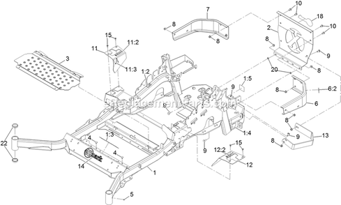 Main Frame Assembly Diagram and Parts List for LZE751GKA724A1 (402082300-404314158)(2018) Exmark Lawn Mower