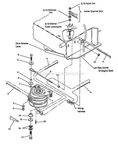 Steel Cable Clutch Anchor Diagram and Parts List for TR-17K 70000-79999 Exmark Lawn Mower