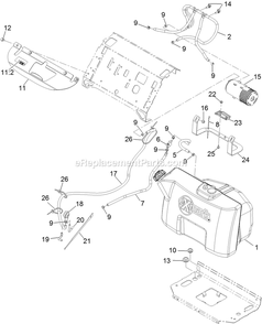 Fuel Tank Mounting Assembly Diagram and Parts List for VTS691KA484CA (313000000-313999999)(2013) Exmark Lawn Mower