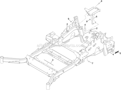 Main Frame With Decals Assembly Diagram and Parts List for LZX993EBV726X1 (411294212-999999999)(2022) Exmark Lawn Mower