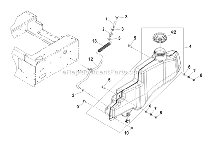 Fuel Group Diagram and Parts List for QSP20BV443 (850000-919999)(2010) Exmark Lawn Mower