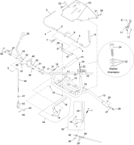 Ecs Upper Handle Controls Assembly Diagram and Parts List for TTX650EKCE604N (314000000-314999999)(2014) Exmark Lawn Mower