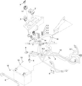 Electrical Assembly Diagram and Parts List for PNS20KA443 (920000-999999)(2011) Exmark Lawn Mower