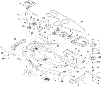 Deck Assembly Diagram and Parts List for LZS80TDYM72RW0 (406294345-408644345)(2020) Exmark Lawn Mower