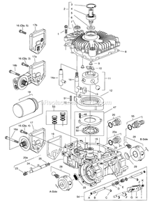 Transaxle Main Body Parts Diagram and Parts List for TR-17K 70000-79999 Exmark Lawn Mower
