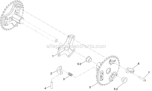 Wheel Clutch Sprocket Assembly Diagram and Parts List for BRS270CKC36000 (406294345-408644345)(2020) Exmark Leaf Blower / Vacuum