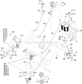 Auxiliary Hydraulic Assembly Diagram and Parts List for SAR481KA30 (314000000-314999999)(2014) Exmark Aerator