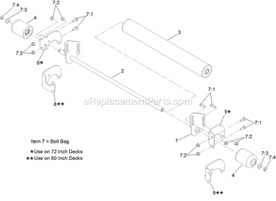 Striper Kit Assembly Diagram and Parts List for 126-9965  Exmark Lawn Tractor Accessories