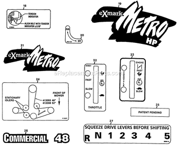 Decals (Part 1) Diagram and Parts List for MHP3615KC (150000-189999)(1997) Exmark Lawn Mower