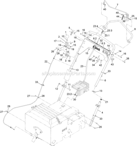 Handle Assembly Diagram and Parts List for SDS395CKC20000 (402082300-404314158)(2018) Exmark Seeder