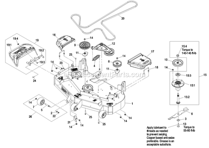 Deck Group (1) Diagram and Parts List for LZA20KAS484 (850000-919999)(2010) Exmark Lawn Mower