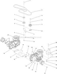 Traction Drive Assembly Diagram and Parts List for QTE708GEM50200 (400000000-402082299)(2017) Exmark Lawn Mower