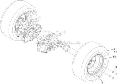 Rear Wheel Assembly Diagram and Parts List for RAE708GEM52300 (404314159-406294344)(2019) Exmark Lawn Mower