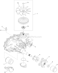 Rh Transaxle Assembly Diagram and Parts List for RAS708GEM523C3 (402082300-404314158)(2018) Exmark Lawn Mower