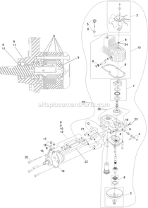 Lh Hydro Assembly Diagram and Parts List for LZE742GKC604A3 (404314159-406294344)(2019) Exmark Lawn Mower