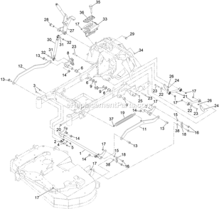 Deck Lift Assembly Diagram and Parts List for STE600CKA323H1 (408644346-411294211)(2021) Exmark Lawn Mower