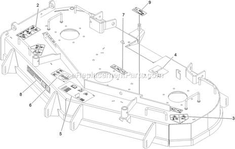 Deck With Decals Diagram and Parts List for TTX650EKC52400 (406294345-408644345)(2020) Exmark Lawn Mower