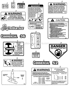 Decals (Part 2) Diagram and Parts List for MHP3615KC (150000-189999)(1997) Exmark Lawn Mower