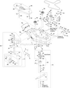 Mower Deck Assembly Diagram and Parts List for VH481KA483 (313000000-313999999)(2013) Exmark Lawn Mower