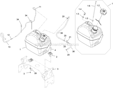 Fuel Assembly Diagram and Parts List for TTX650EKC604N0 (400000000-402082299)(2017) Exmark Lawn Mower