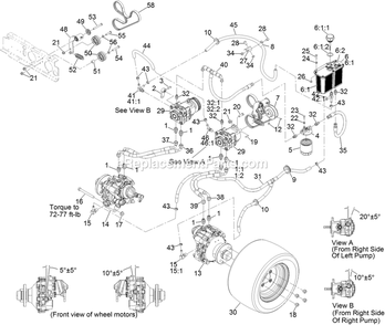 Hydraulic Assembly Diagram and Parts List for NVS640CKC42000 (315000000-315999999)(2015) Exmark Lawn Mower