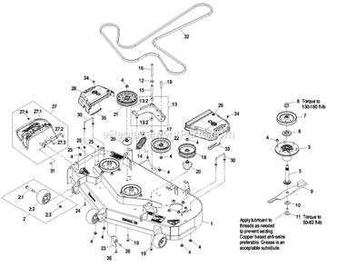 Deck Group (2) Diagram and Parts List for QSP20BV443 (850000-919999)(2010) Exmark Lawn Mower