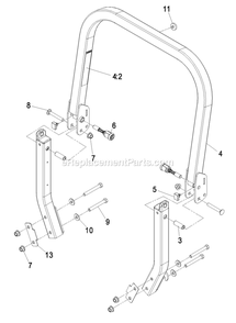 Rops Assembly Diagram and Parts List for LZA20KAS484 (850000-919999)(2010) Exmark Lawn Mower