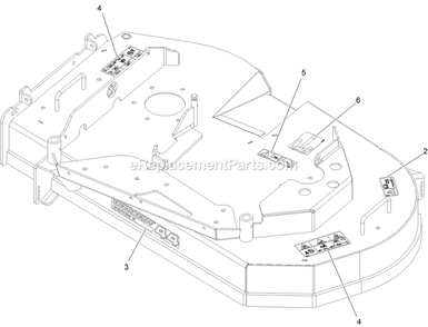 Deck With Decals Assembly Diagram and Parts List for STE600GKA44300 (404314159-406294344)(2019) Exmark Lawn Mower