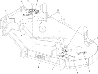 Deck With Decals Assembly Diagram and Parts List for PNE710GKC48200 (315000000-315999999)(2015) Exmark Lawn Mower