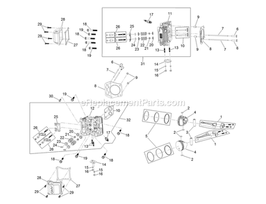 Piston And Cylinder Head Assembly Diagram and Parts List for RAE708GEM52300 (402082300-404314158)(2018) Exmark Lawn Mower