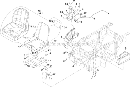 Seat And Consoles Assembly Diagram and Parts List for NVS730AKC48000 (316000000-399999999)(2016) Exmark Lawn Mower