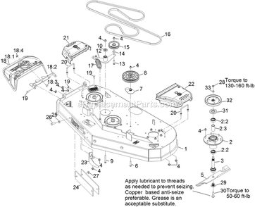 Deck Assembly Diagram and Parts List for VTS691KA524CA (314000000-314999999)(2014) Exmark Lawn Mower