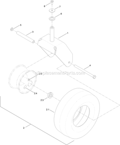 Caster, Wheel And Tire Assembly Diagram and Parts List for QTE708GEM50200 (400000000-402082299)(2017) Exmark Lawn Mower