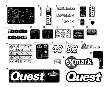 Decal Group Diagram and Parts List for QST20BE422 (790000-849999)(2009) Exmark Lawn Mower