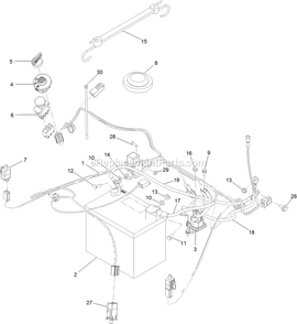 Electrical Assembly Diagram and Parts List for QZE600CKA42200 (406294345-999999999)(2020) Exmark Lawn Mower