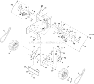 Engine Deck With Transmission (1) Diagram and Parts List for MGS481CKA36200 (408644346-999999999)(2021) Exmark Lawn Mower