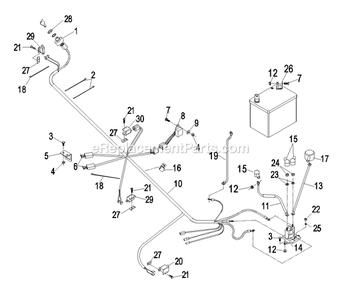 Electrical Group (Electric Start) Diagram and Parts List for THP17KA363CA (790000-849999)(2009) Exmark Lawn Mower