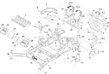 Mainframe Assembly Diagram and Parts List for LZS740PKC72400 (400000000-402082299)(2017) Exmark Lawn Mower