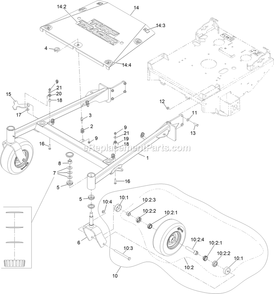 Frame Assembly Diagram and Parts List for TTX691CKA52400 (408644346-999999999)(2021) Exmark Lawn Mower