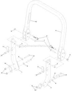 Roll-Over Protection System Assembly Diagram and Parts List for LZS88CDYM96RW0 (402082300-404314158)(2018) Exmark Lawn Mower