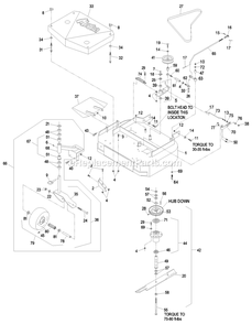 Mower Deck (1) Diagram and Parts List for M3615KA (440000-509999)(2004) Exmark Lawn Mower