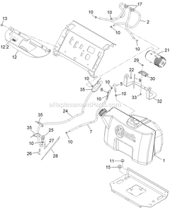 Fuel Tank Mounting Assembly Diagram and Parts List for VT24KA484CA (920000-999999)(2011) Exmark Lawn Mower