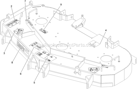 Deck With Decals Assembly Diagram and Parts List for TTS541GKA52300 (315000000-315999999)(2015) Exmark Lawn Mower