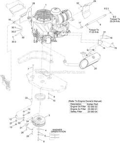 Engine Assembly Diagram and Parts List for LZX980AKC726T0 (315000000-315999999)(2015) Exmark Lawn Mower