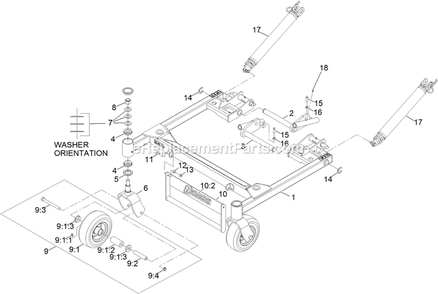 Deck Support Frame Assembly Diagram and Parts List for NVS640CKC42000 (315000000-315999999)(2015) Exmark Lawn Mower