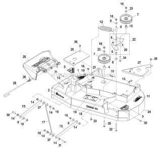 Deck Group (1) Diagram and Parts List for PHZ19KA344CA (720000-789999)(2008) Exmark Lawn Mower