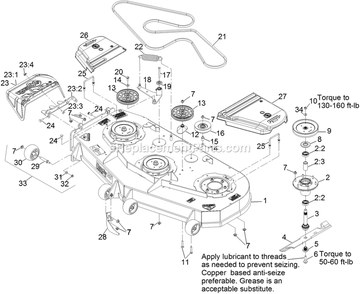 Deck Assembly Diagram and Parts List for VTS740EKC604 (313000000-313999999)(2013) Exmark Lawn Mower