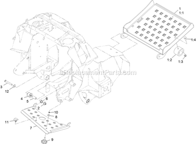 Platform Assembly Diagram and Parts List for STE600GKA44300 (404314159-406294344)(2019) Exmark Lawn Mower