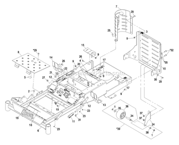 Frame Group (1) Diagram and Parts List for PHZ19KA443 (600000-669999)(2006) Exmark Lawn Mower